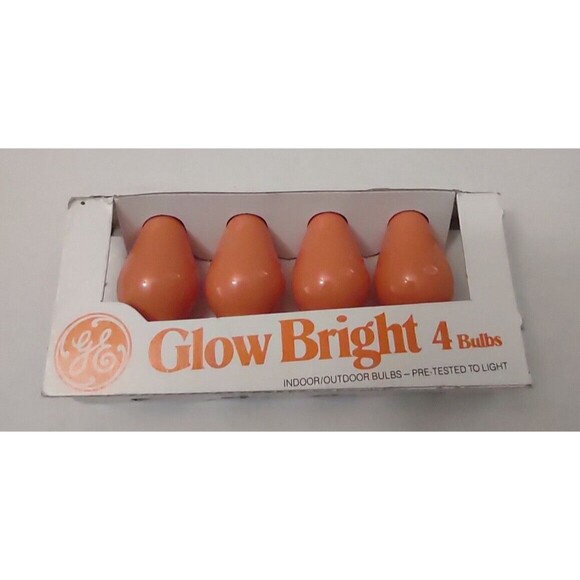 Vintage GE Glow Bright Lights 4 pk Orange Bulbs Christmas String Holiday Deadstk - Picture 1 of 6